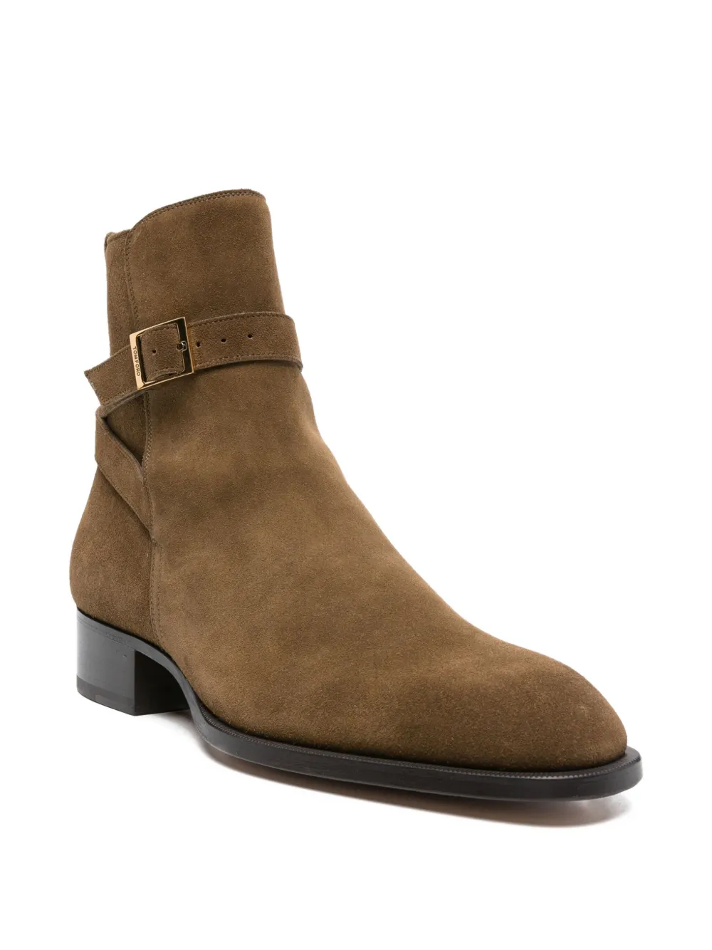 Tom Ford 40mm Buckled-strap Suede Boots In Green
