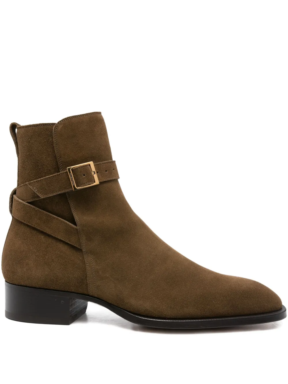 Tom Ford 40mm Buckled-strap Suede Boots In Green
