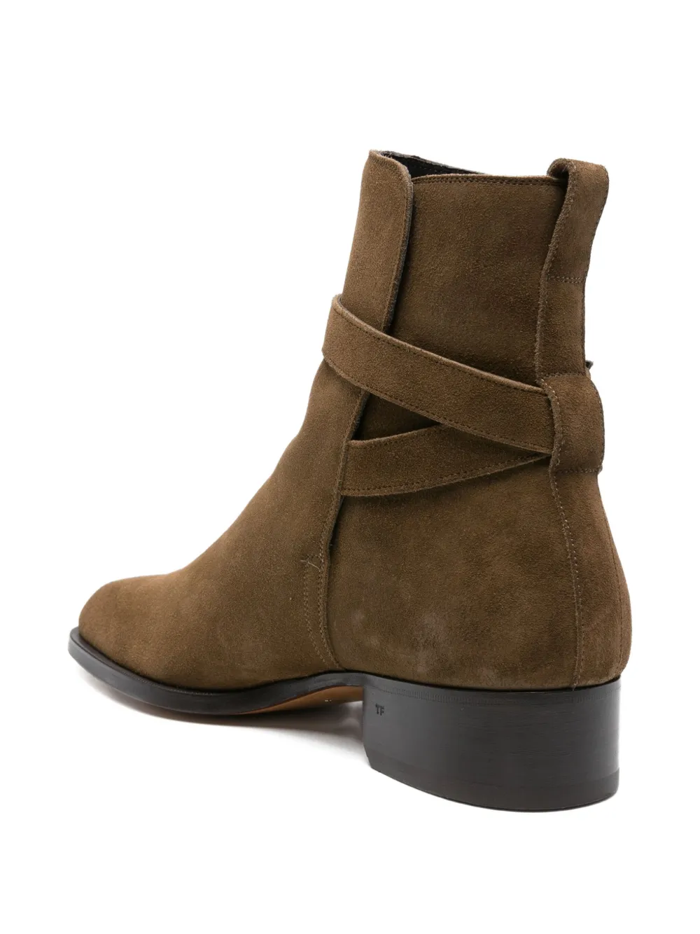 Tom Ford 40mm Buckled-strap Suede Boots In Green