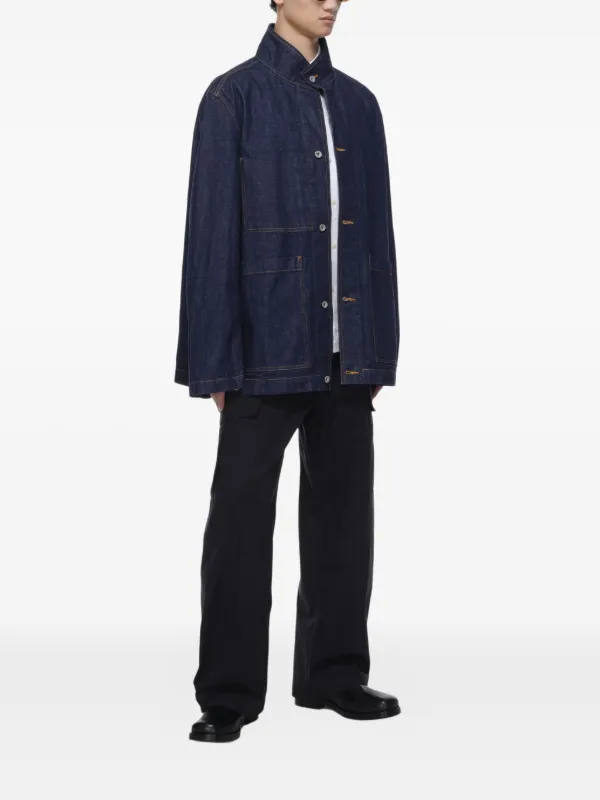Studio Nicholson Crinkle Denim Jacket | Blue | FARFETCH ZA