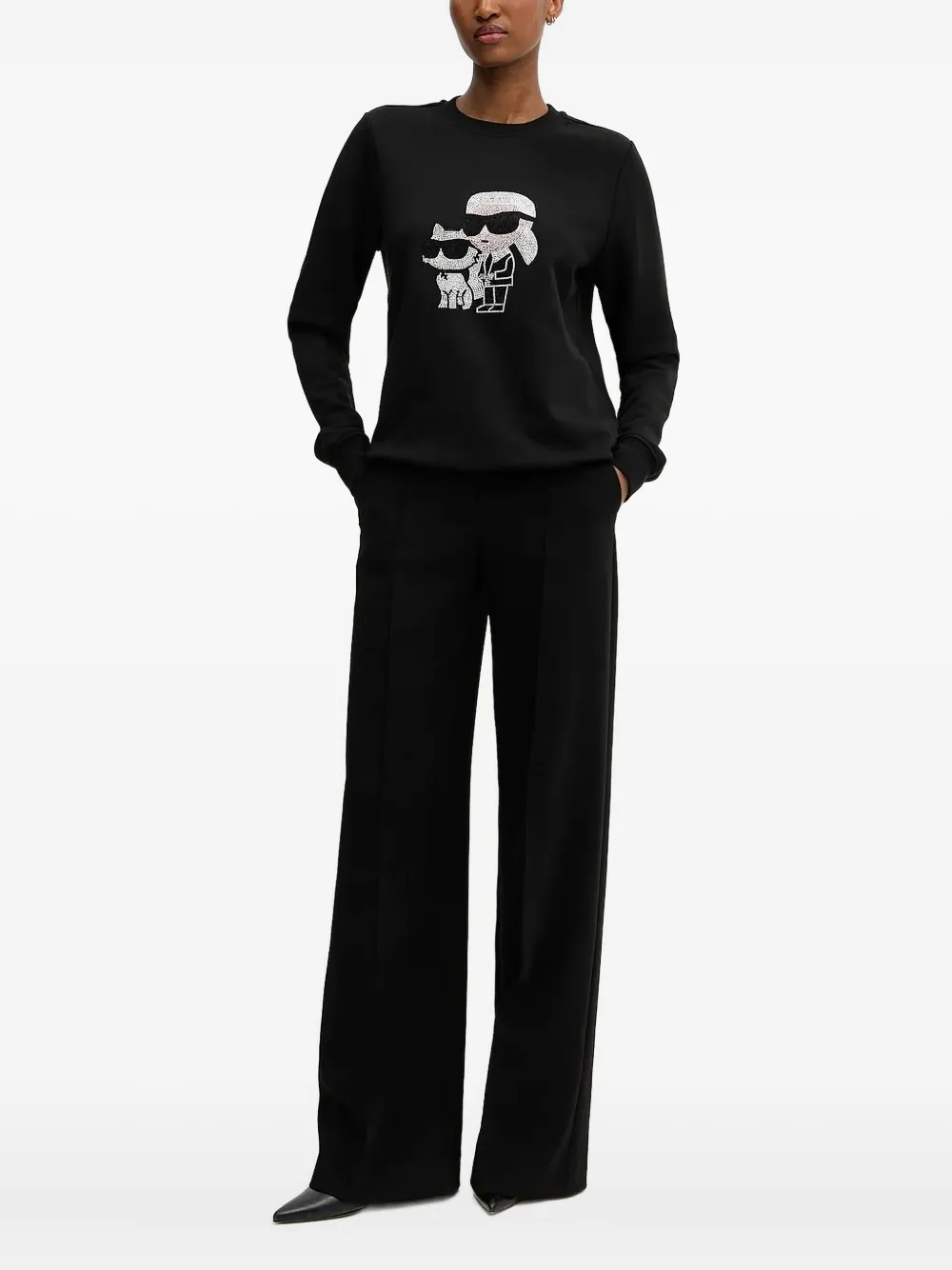 Karl Lagerfeld crystal-embellished sweatshirt Zwart
