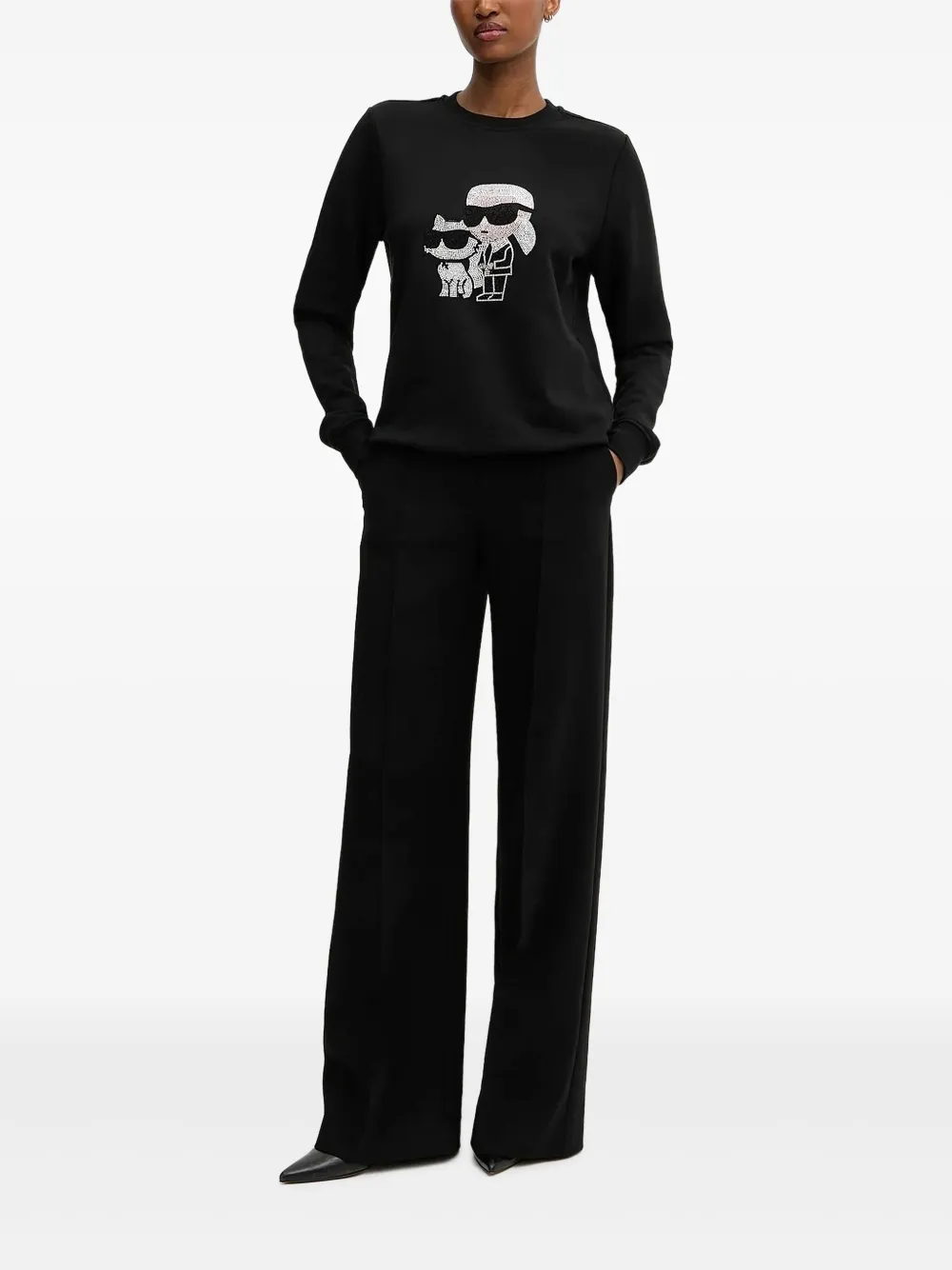 Karl Lagerfeld crystal-embellished sweatshirt | Black | Image 1