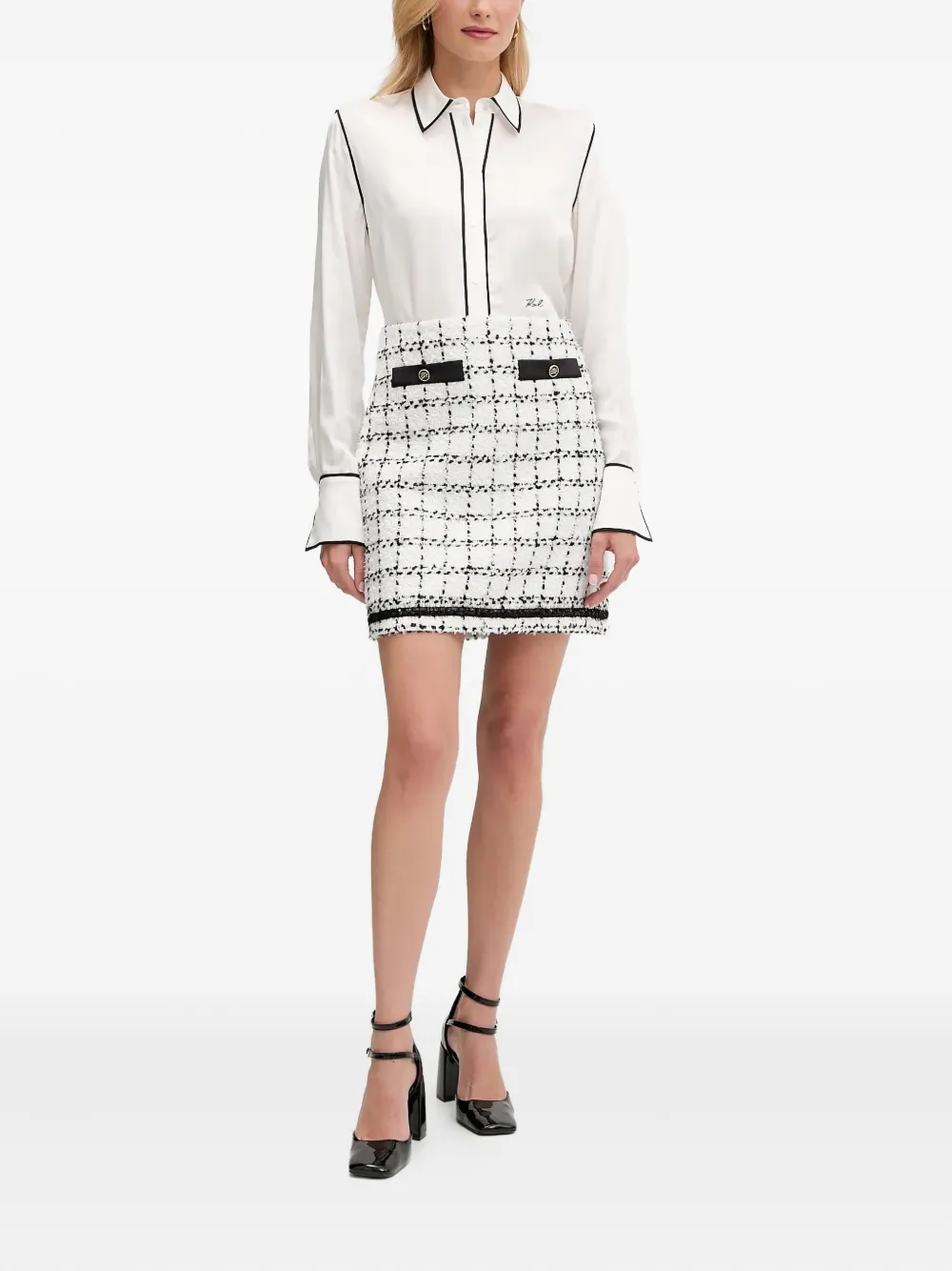 Karl Lagerfeld piped-trim shirt - Wit