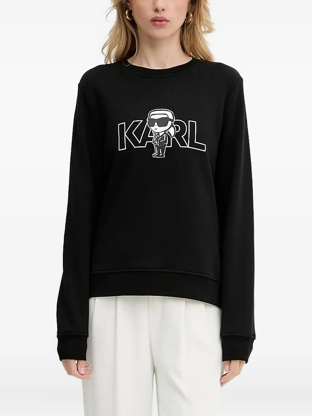 Karl Lagerfeld logo-print cotton sweatshirt Zwart