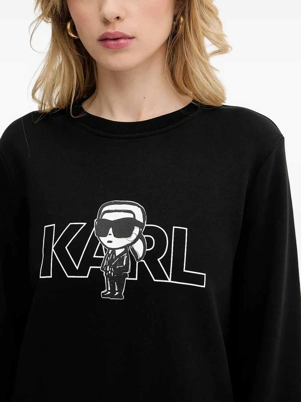 Karl Lagerfeld logo-print cotton sweatshirt Zwart