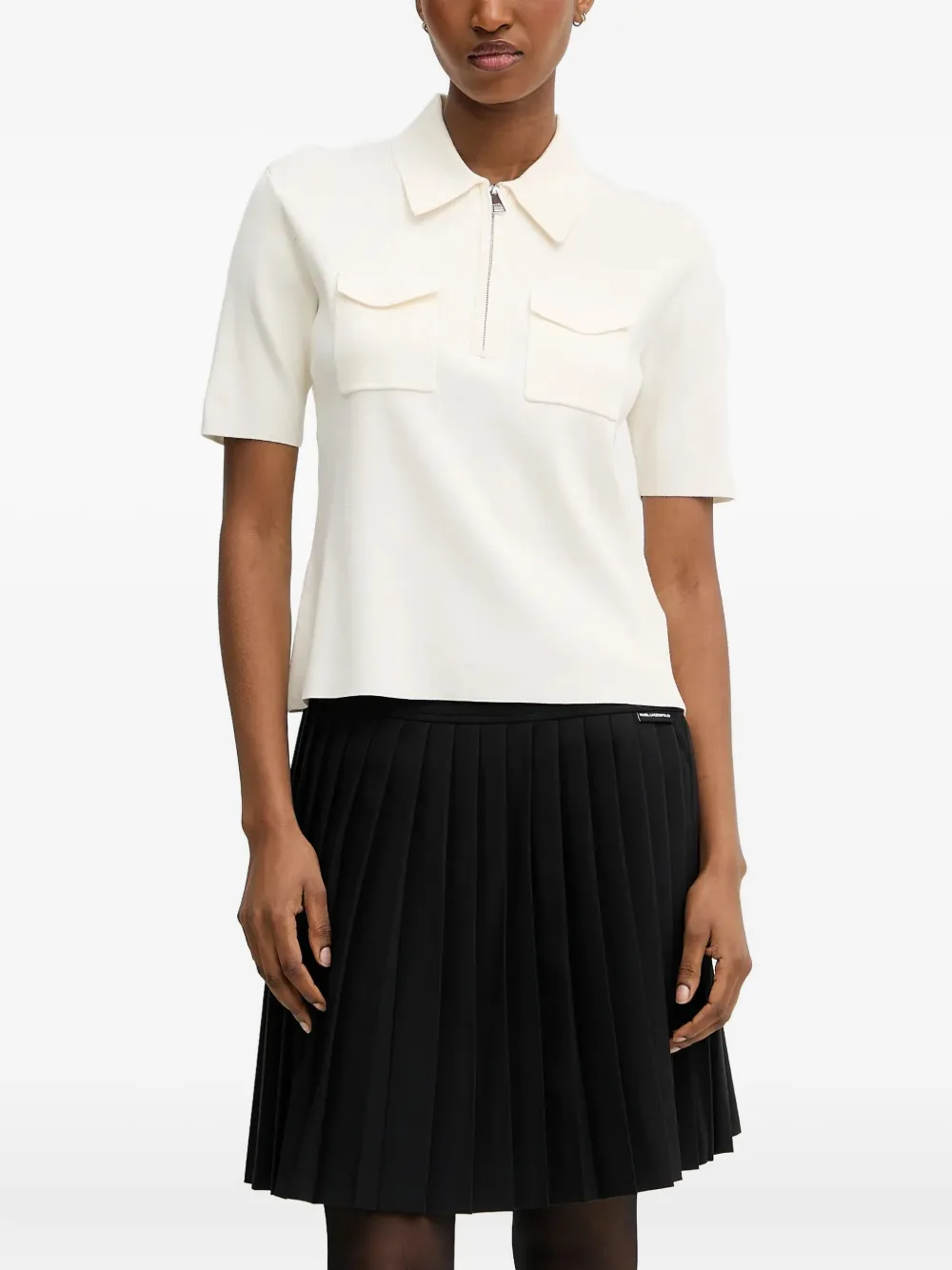 Karl Lagerfeld Poloshirt met rits Wit