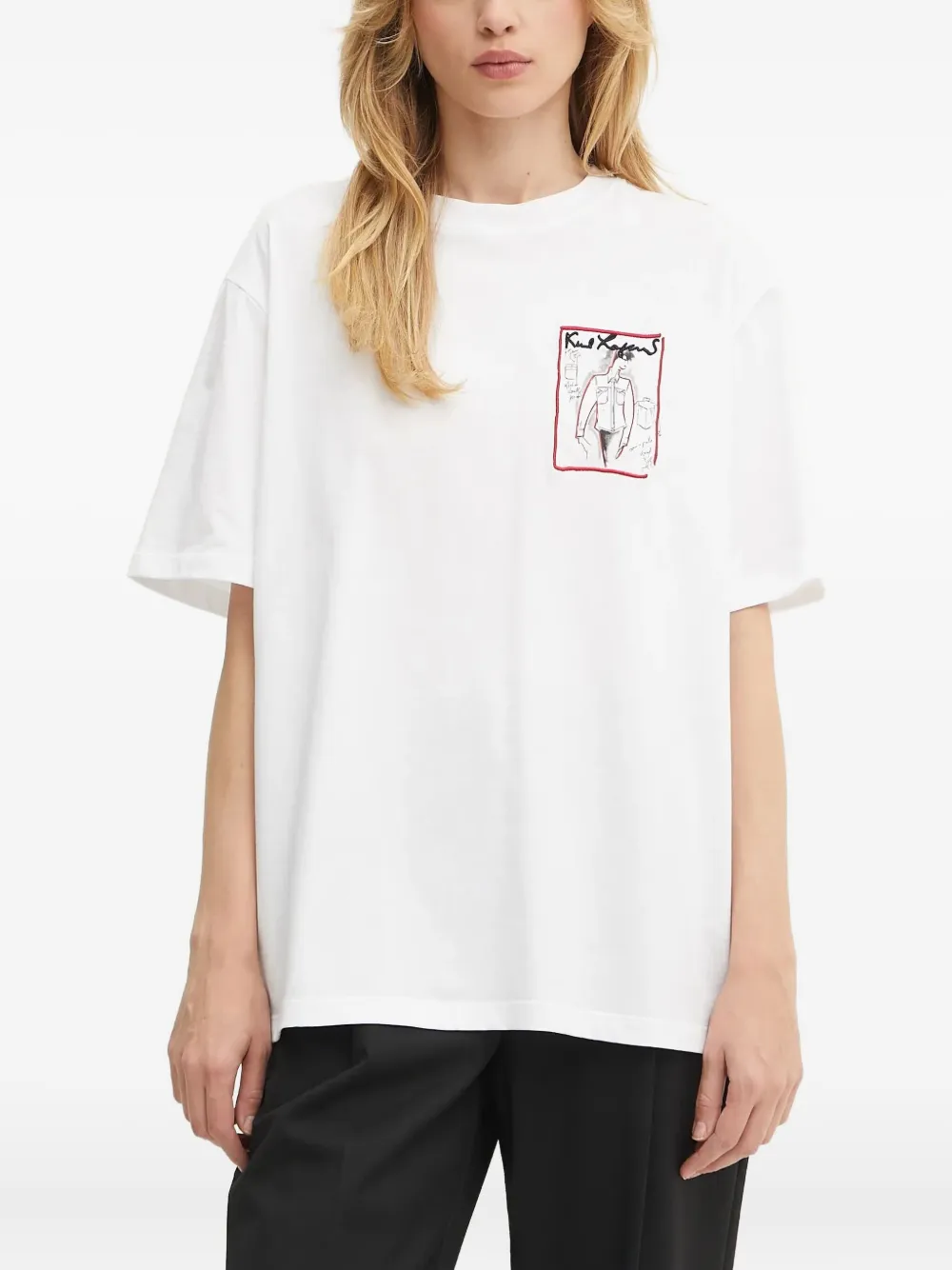 Karl Lagerfeld sketch-print T-shirt Wit