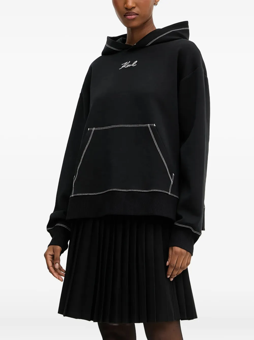 Karl Lagerfeld Hoodie met geborduurd logo Zwart