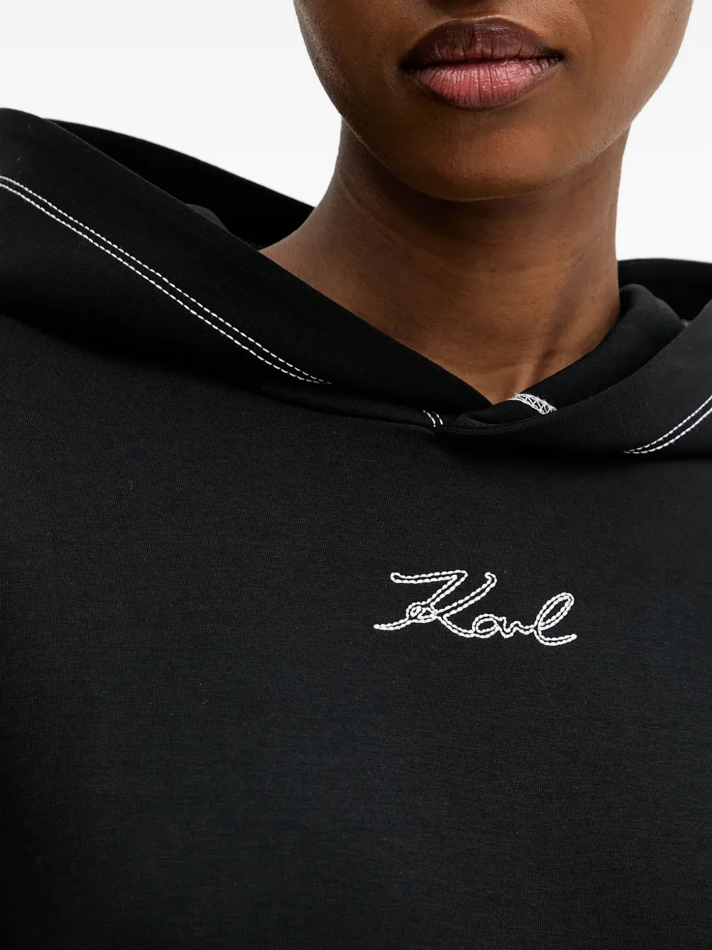 Karl Lagerfeld Hoodie met geborduurd logo Zwart