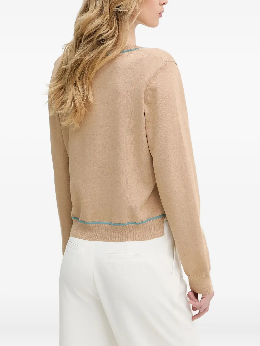 Karl Lagerfeld Trui met geborduurd logo en V-hals Beige