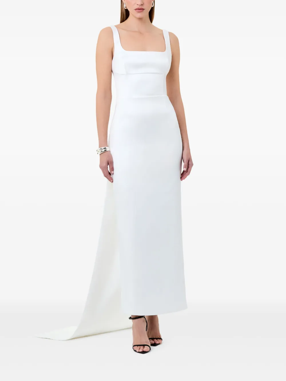 Nicholas Emilia asymmetrische jurk met vierkante hals Beige