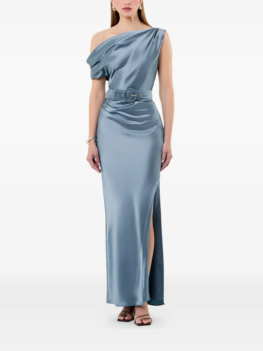 Nicholas Eartha asymmetrische midi-jurk met ceintuur Blauw