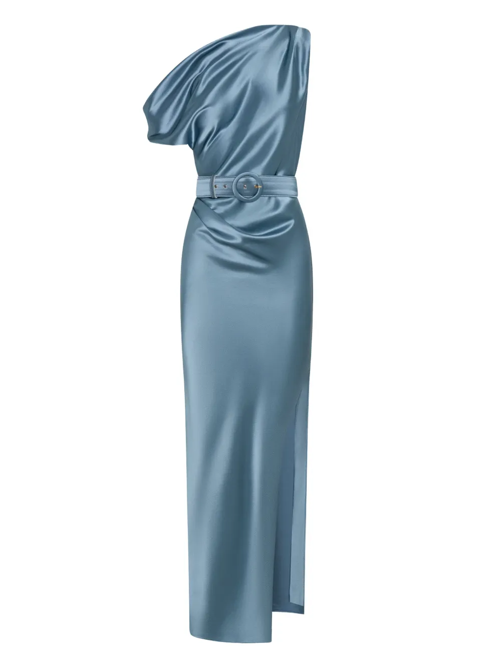 Nicholas Eartha One-shoulder Belted Midi Dress In Blue