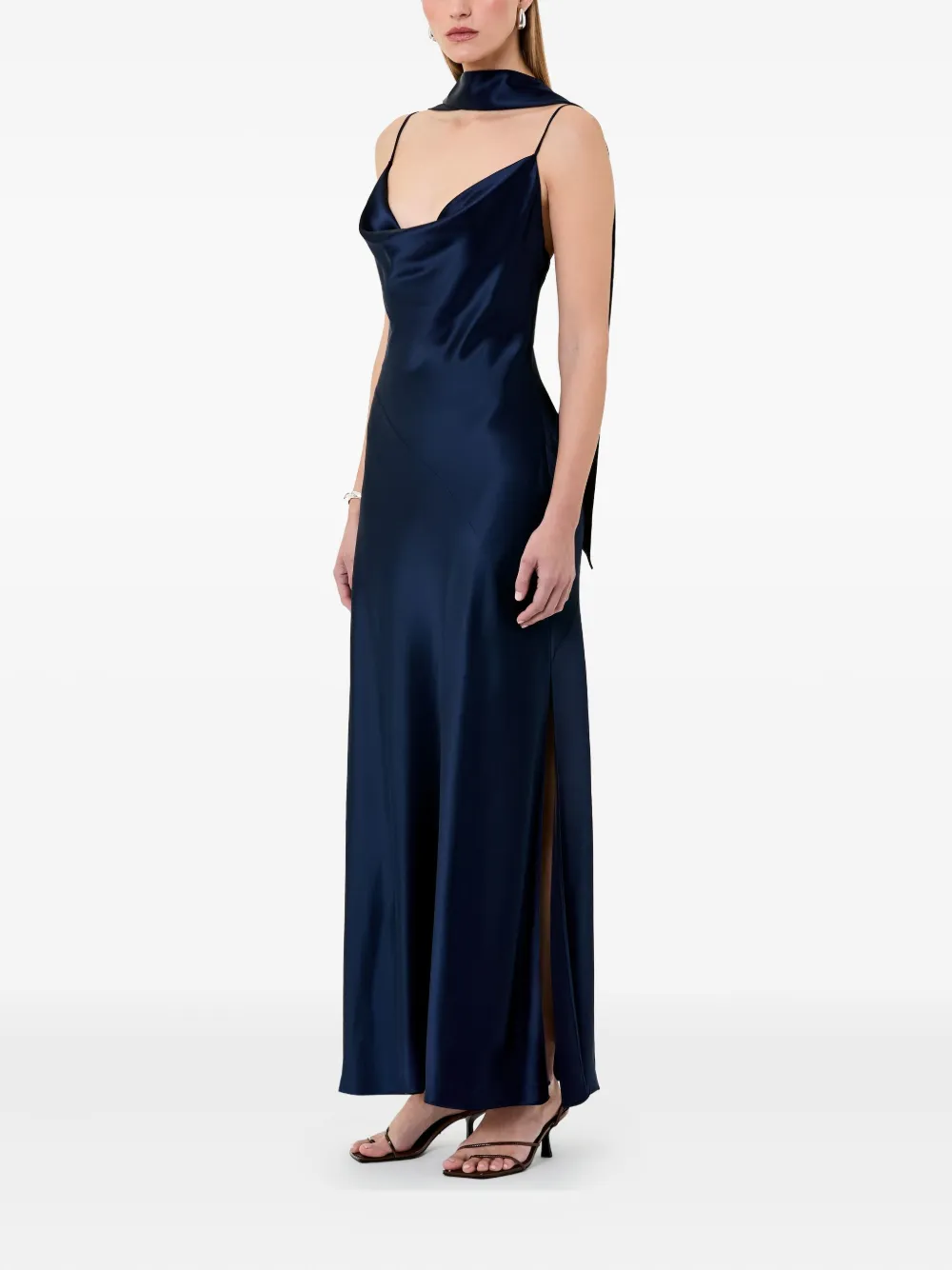 Nicholas Cowl-neck Slip Dress In Blue