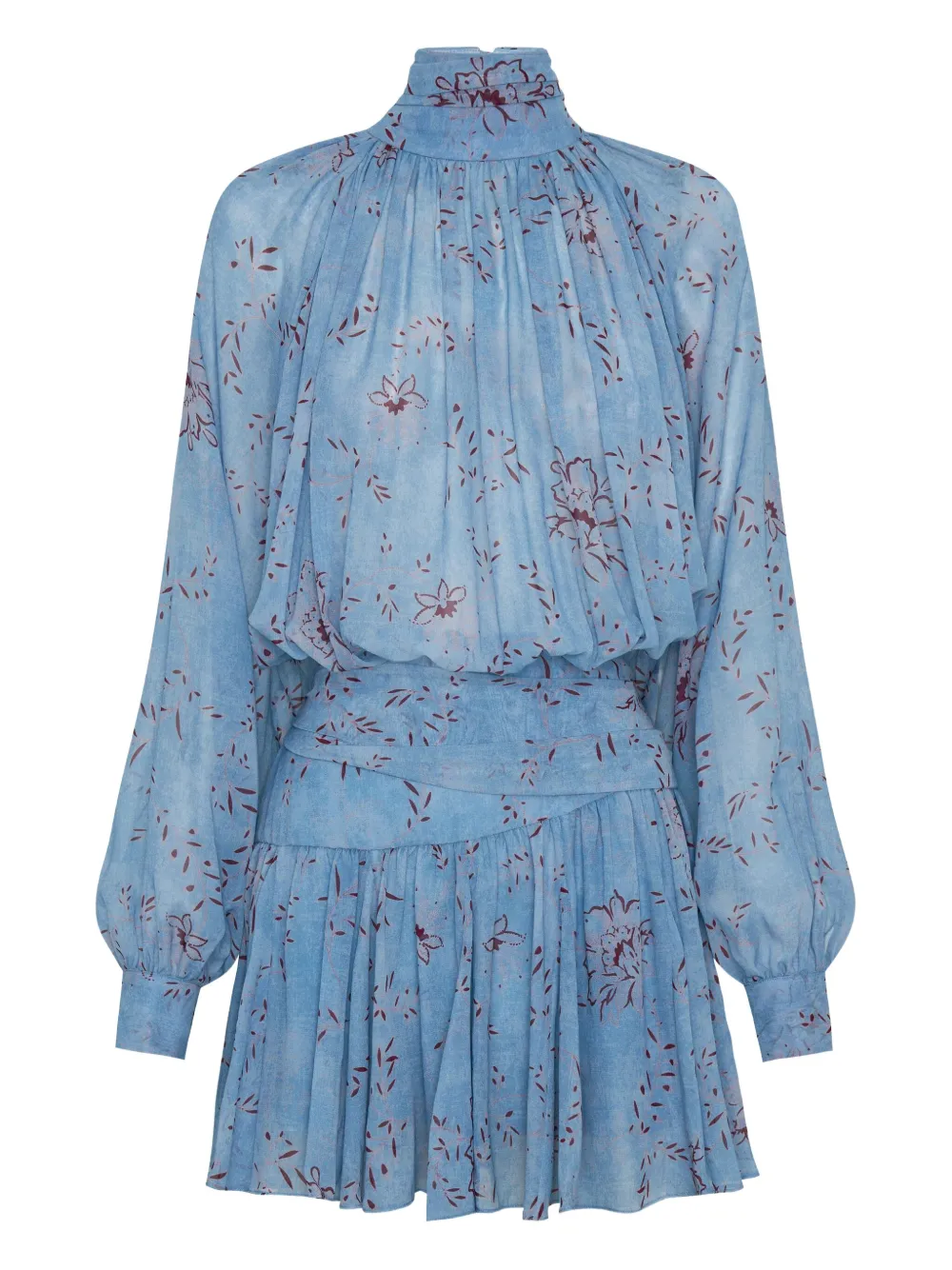 Nicholas Floral-print High-neck Mini Dress In Blue