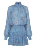 Nicholas floral-print high-neck mini dress - Blue