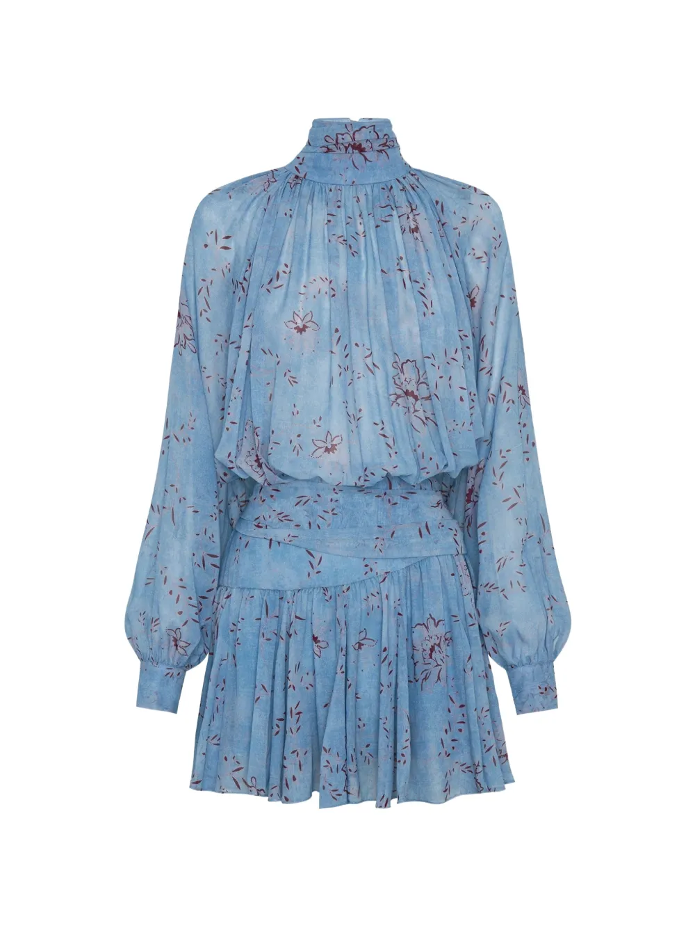 Nicholas floral-print high-neck mini dress - Blue