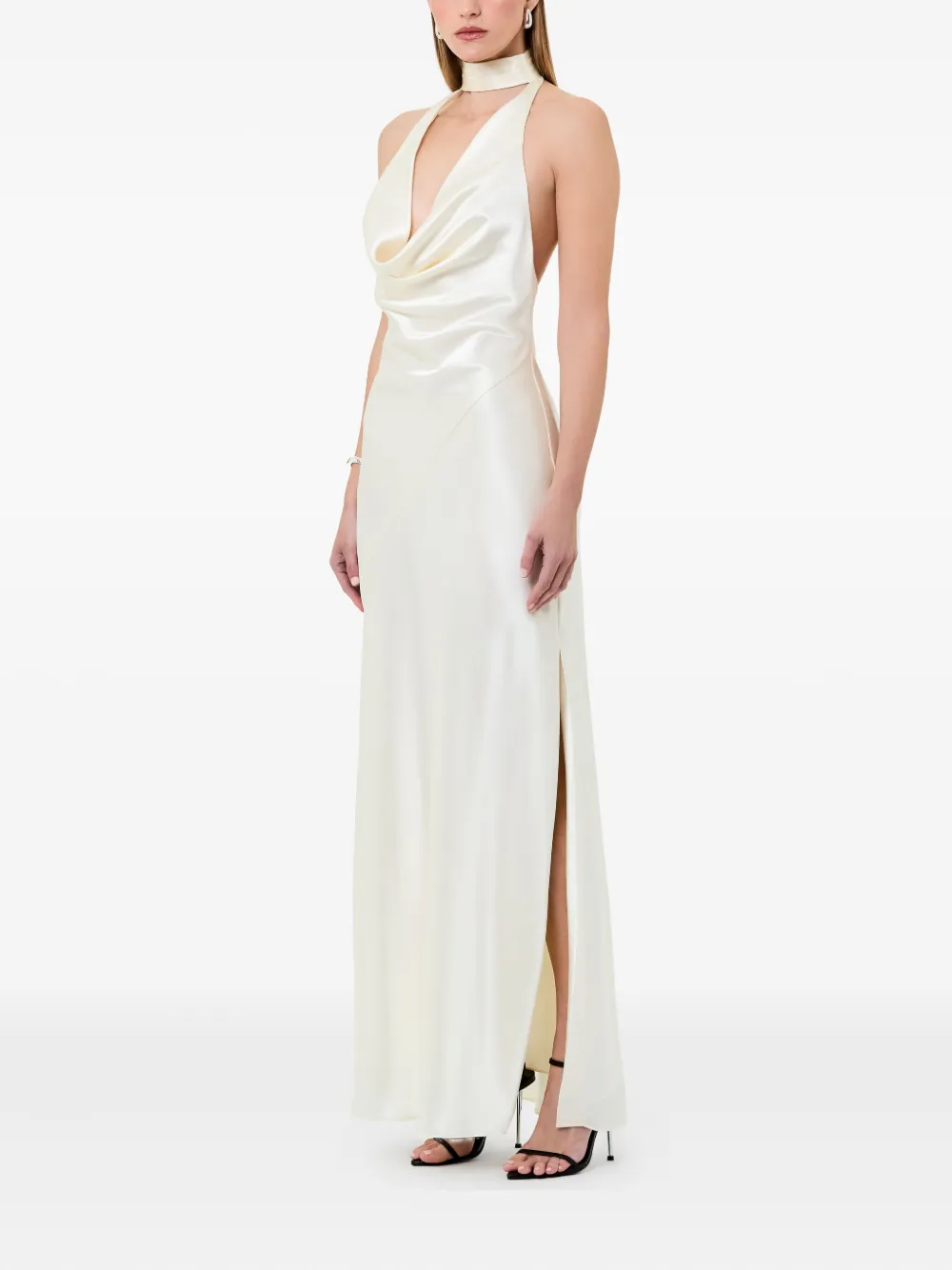Nicholas Maxi-jurk met hoge hals Beige