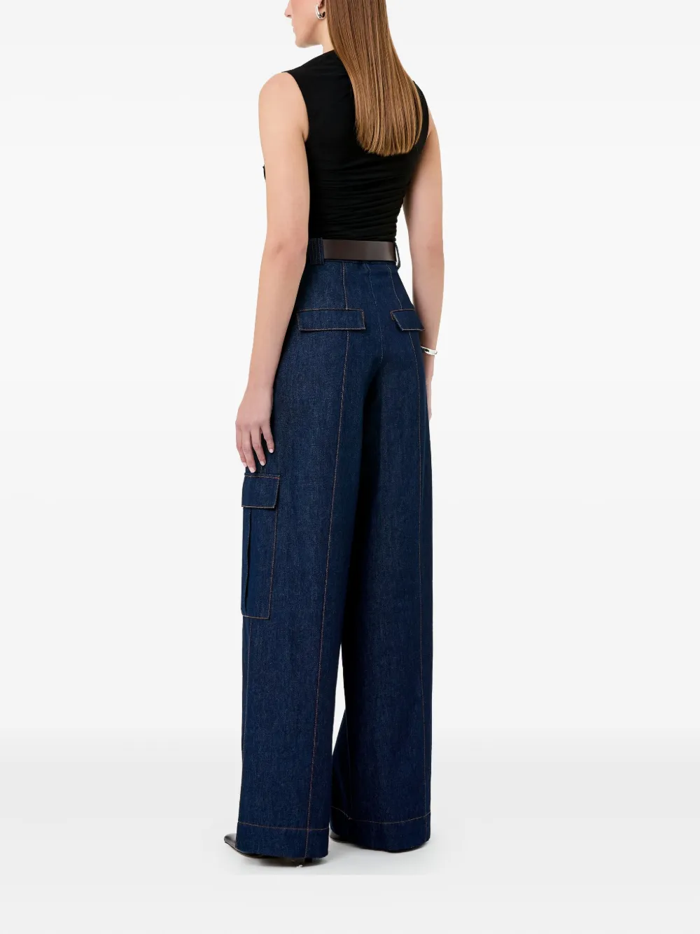 Nicholas Callie asymmetric draped top Zwart