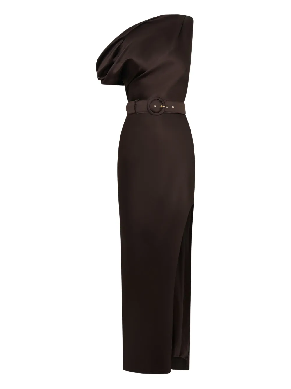 Nicholas Halle One-shoulder Maxi Dress In Brown