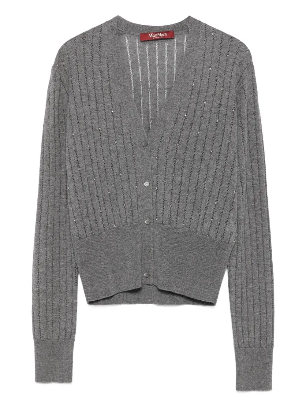 Max Mara ribbed embellished cardigan - グレー Max Mara ribbed embellished cardigan - グレー