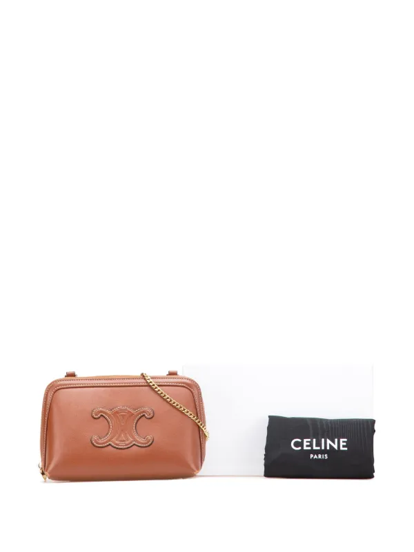 ハンドバッグ CLUTCH ON CHAIN CUIR TRIOMPHE IN SMOOTH CALFSKIN CELINE Smooth Calfskin Cuir Triomphe Clutch on Chain Black