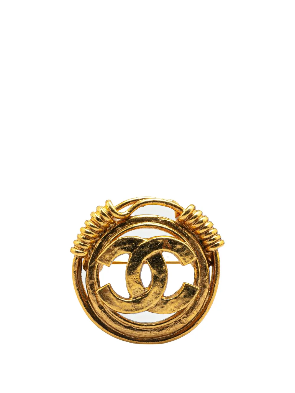 CHANEL Pre-Owned 1994 Gold Plated CC Brooch costume brooch - ゴールドトーン CHANEL Pre-Owned 1994 Gold Plated CC Brooch costume brooch - ゴールドトーン