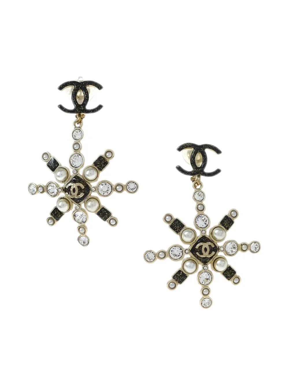CHANEL Pre-Owned 2019 Snowflake dangle clip-on earrings | Gold | Image 1