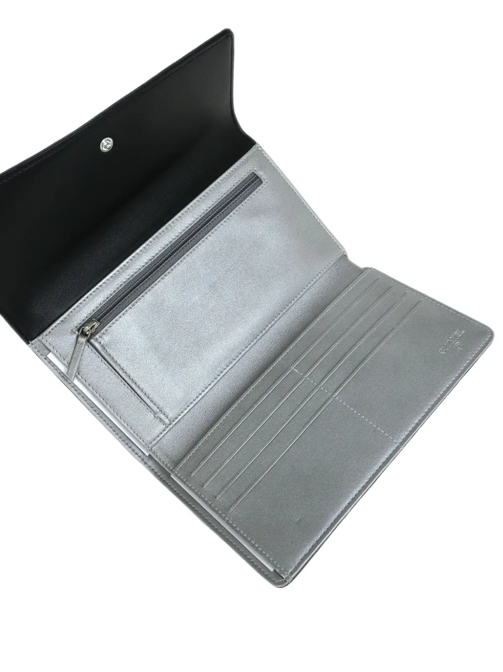 Pre-owned Chanel 2011 Camellia Long Wallet In Black