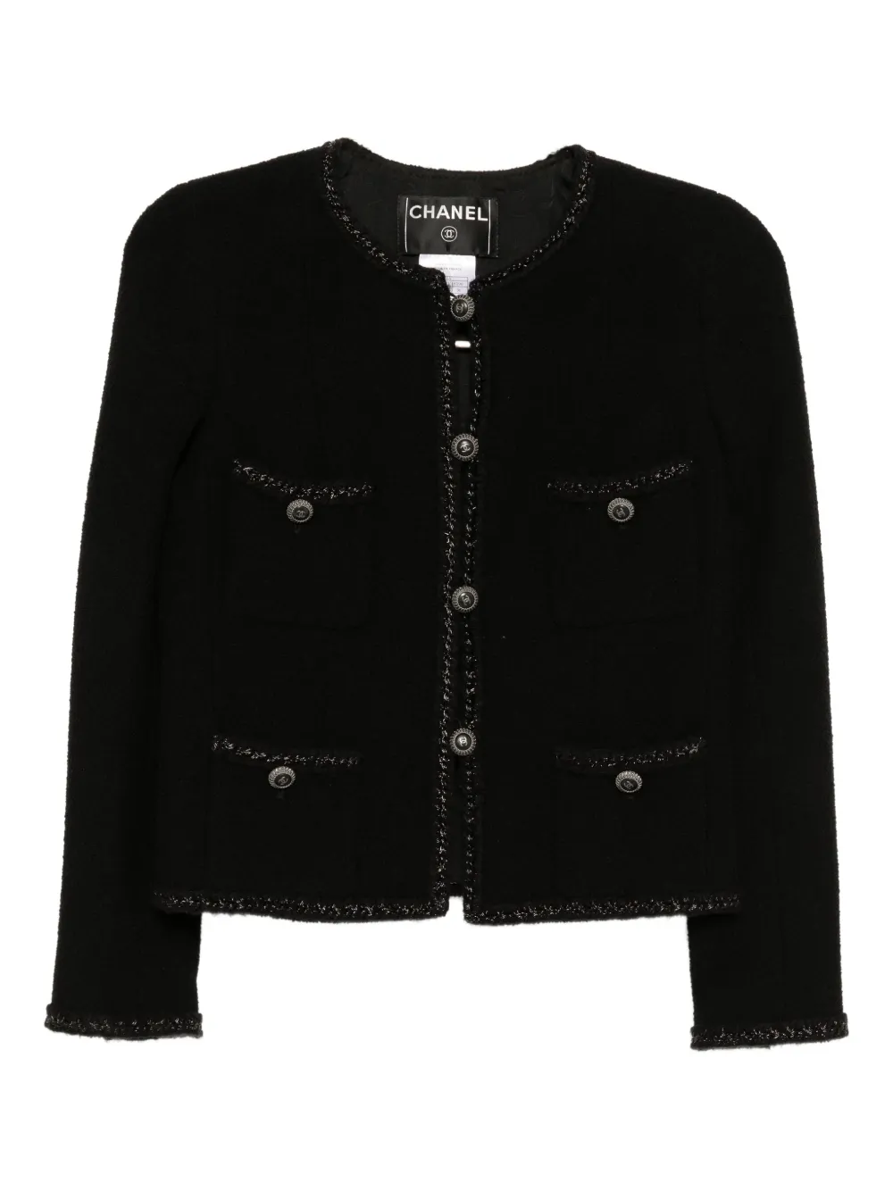 CHANEL Pre-Owned 2008 ノーカラー シングルジャケット - ブラック CHANEL Pre-Owned 2008 ノーカラー シングルジャケット - ブラック