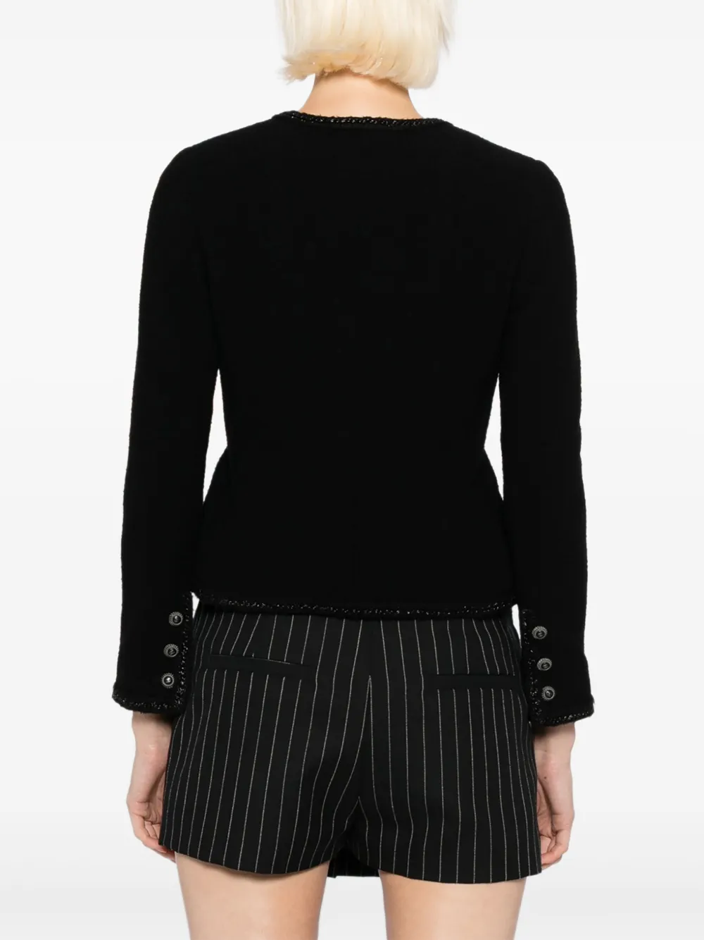 Pre-owned Chanel 2008 Single-breasted Collarless Jacket In Black