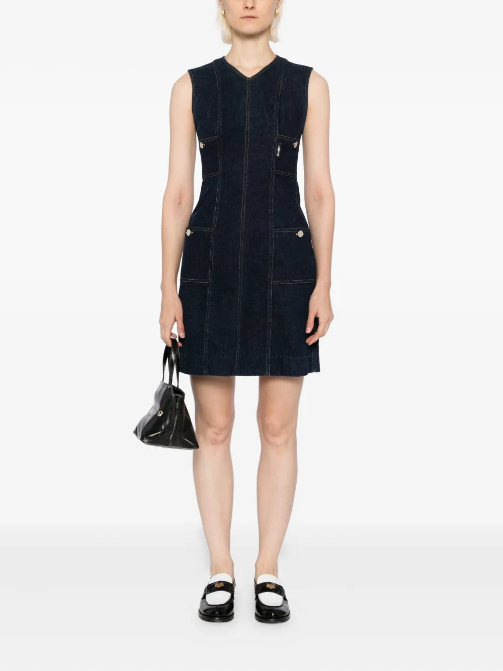 CHANEL Pre-Owned 1990-2000s mouwloze jurk - Blauw