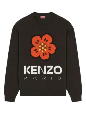 美品　ケンゾー　ニット　リブニット　花柄　タートルネック　オレンジ　希少　M KENZO - 美品 ケンゾー ニット リブニット 花柄 タートルネック
