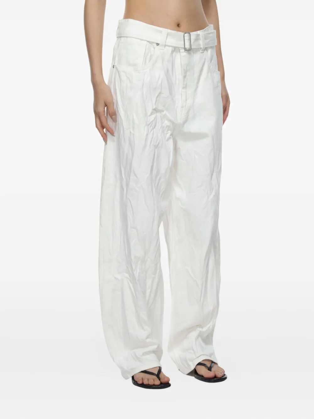  Studio Nicholson Crinkled Belted Jeans - White 