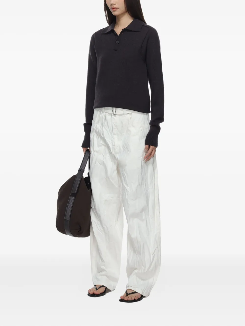 Studio Nicholson polo-neck wool jumper Bruin