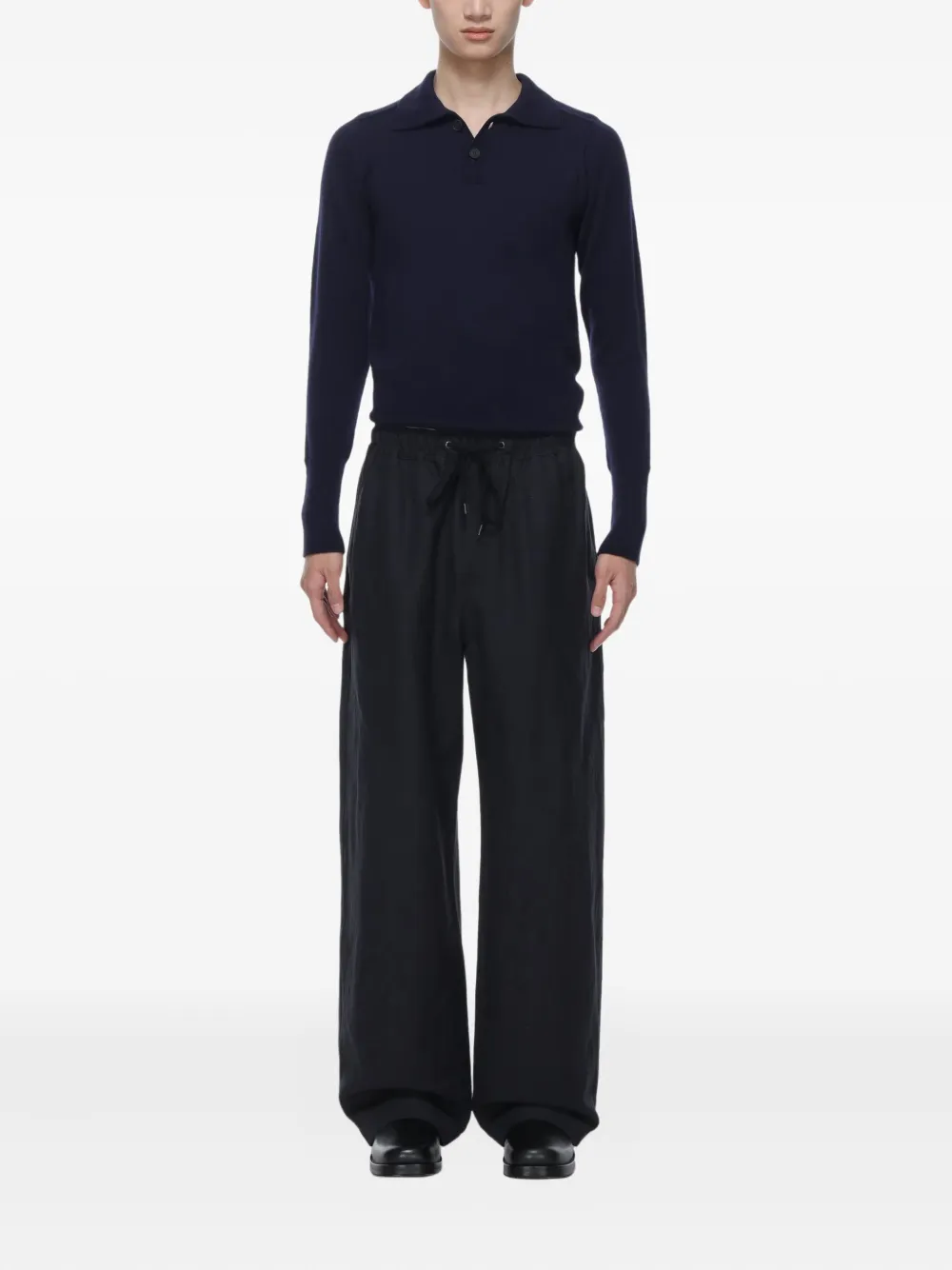 Studio Nicholson Wollen poloshirt met polohals Blauw