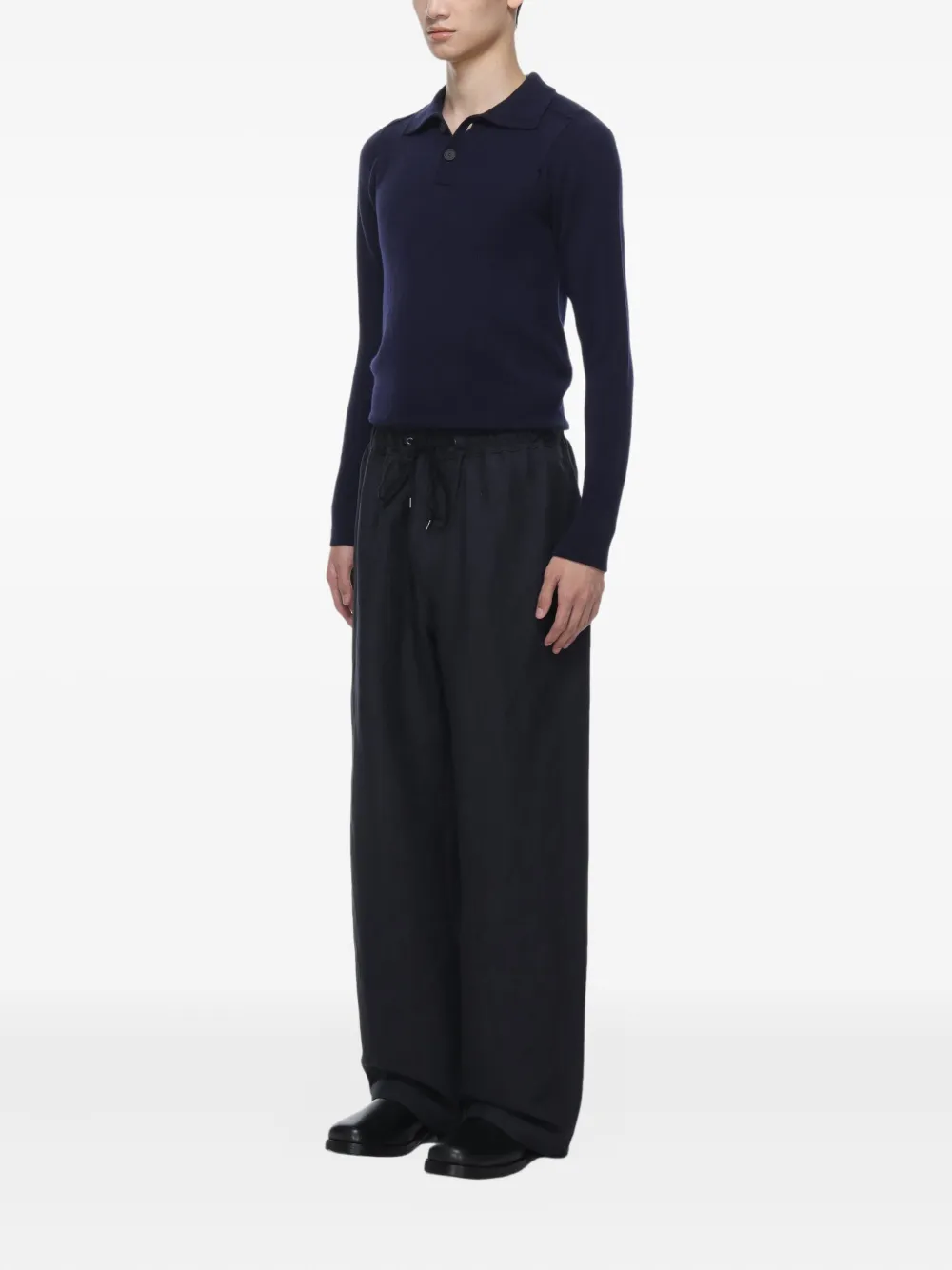 Studio Nicholson Wollen poloshirt met polohals Blauw