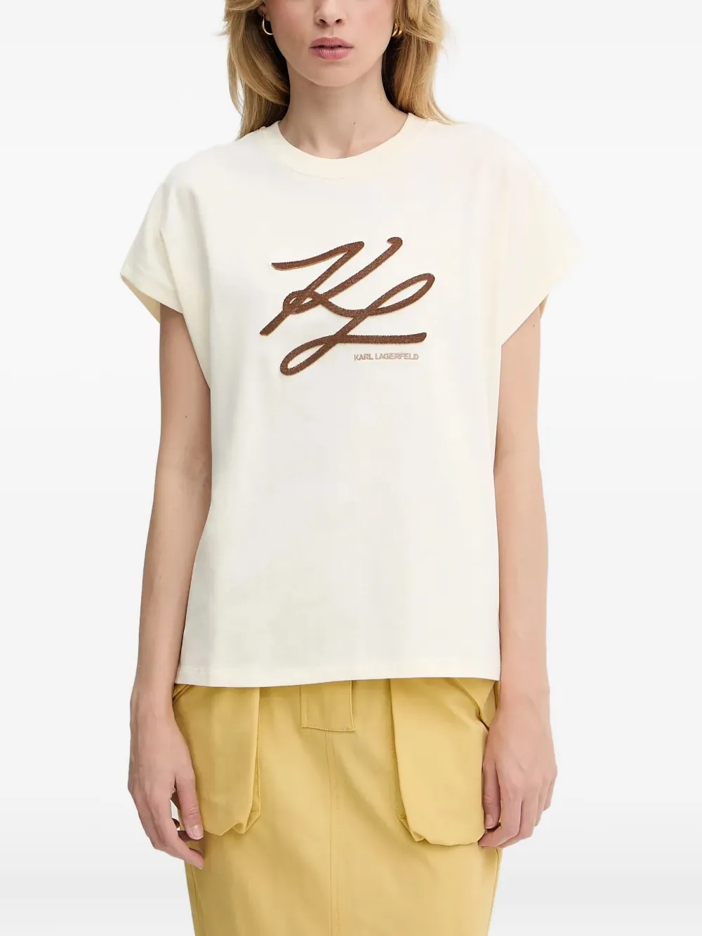 Karl Lagerfeld T-shirt met geborduurd logo Wit