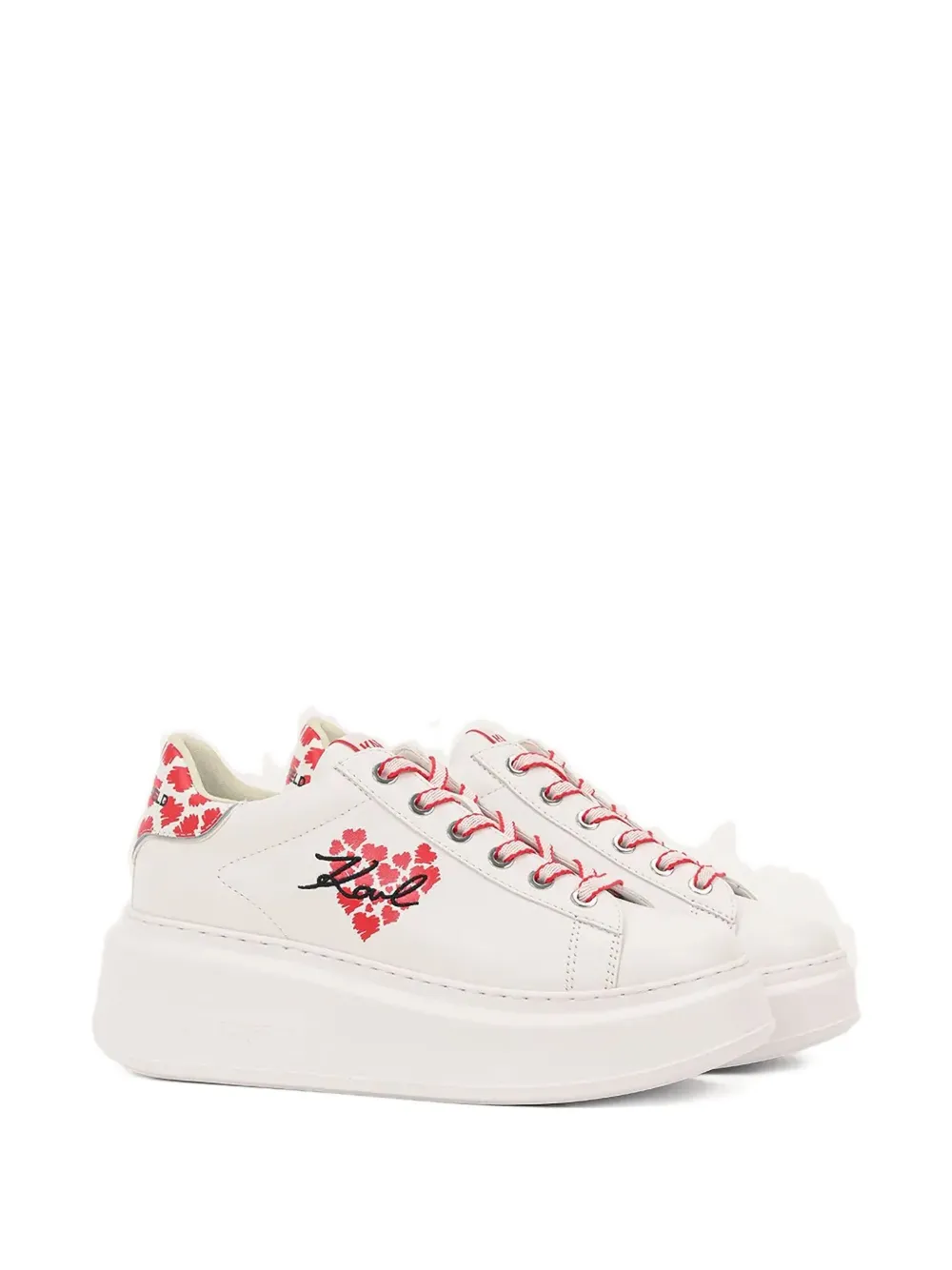 Karl Lagerfeld heart-print platform sneakers - Wit