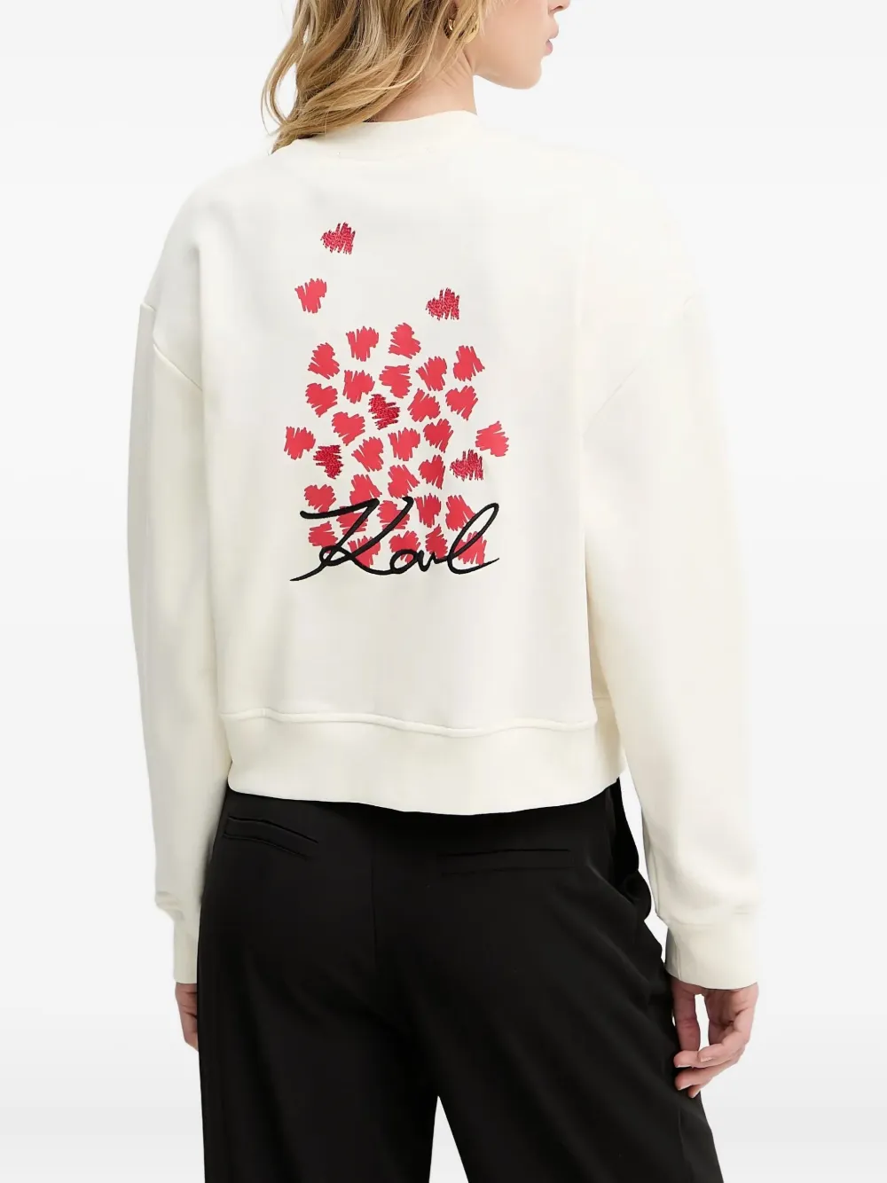 Karl Lagerfeld Bomberjack met geborduurd hart Wit