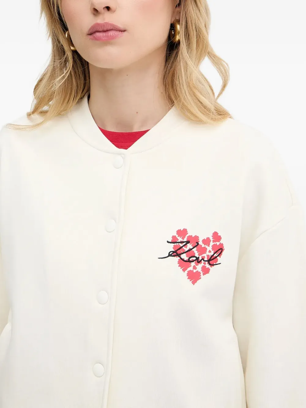 Karl Lagerfeld Bomberjack met geborduurd hart Wit