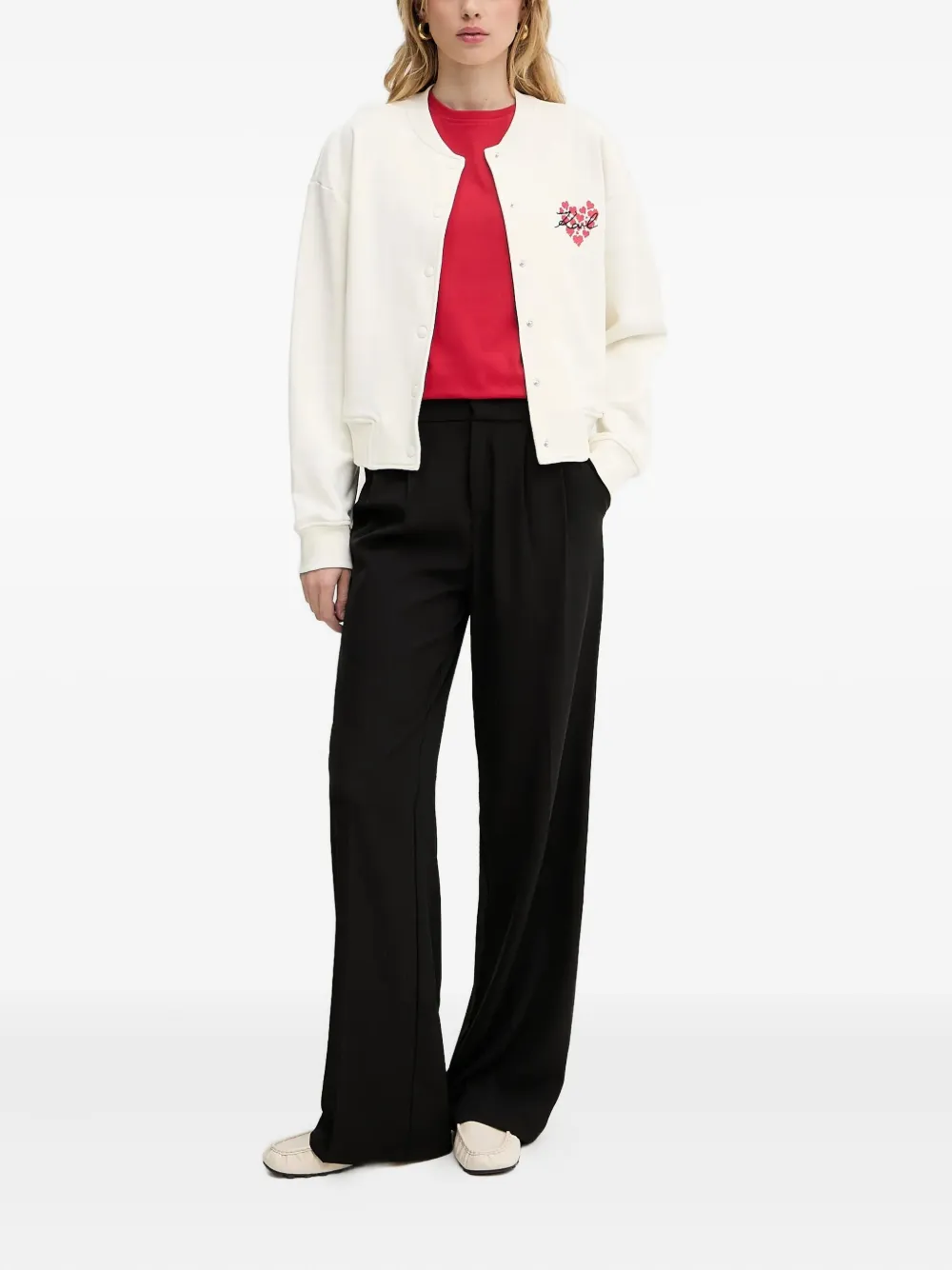 Karl Lagerfeld Bomberjack met geborduurd hart Wit