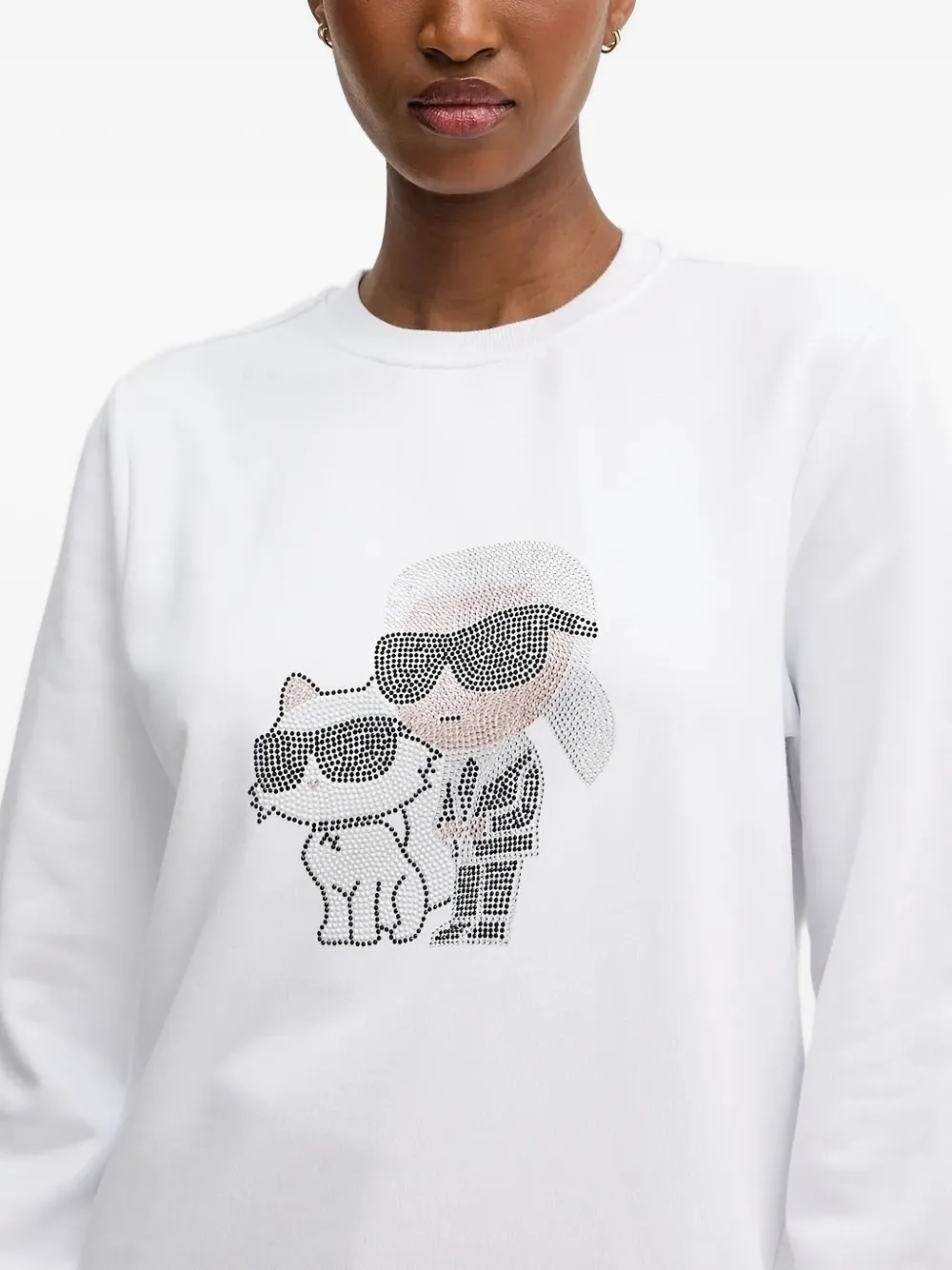 Karl Lagerfeld Sweater versierd met stras Wit