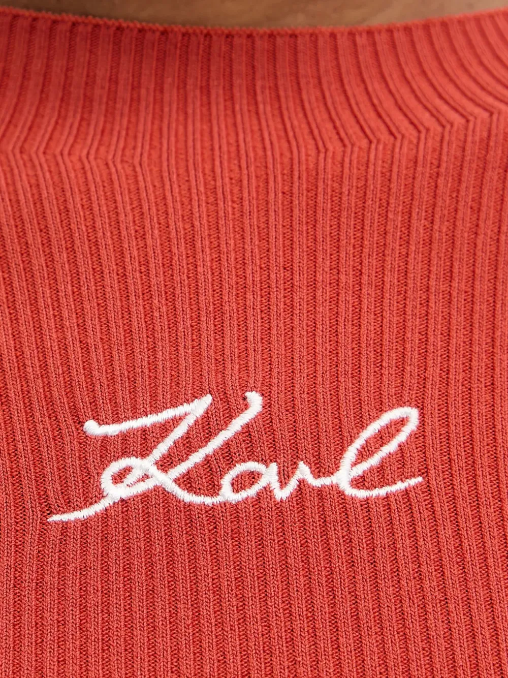Karl Lagerfeld Geribbelde trui met geborduurd logo Oranje