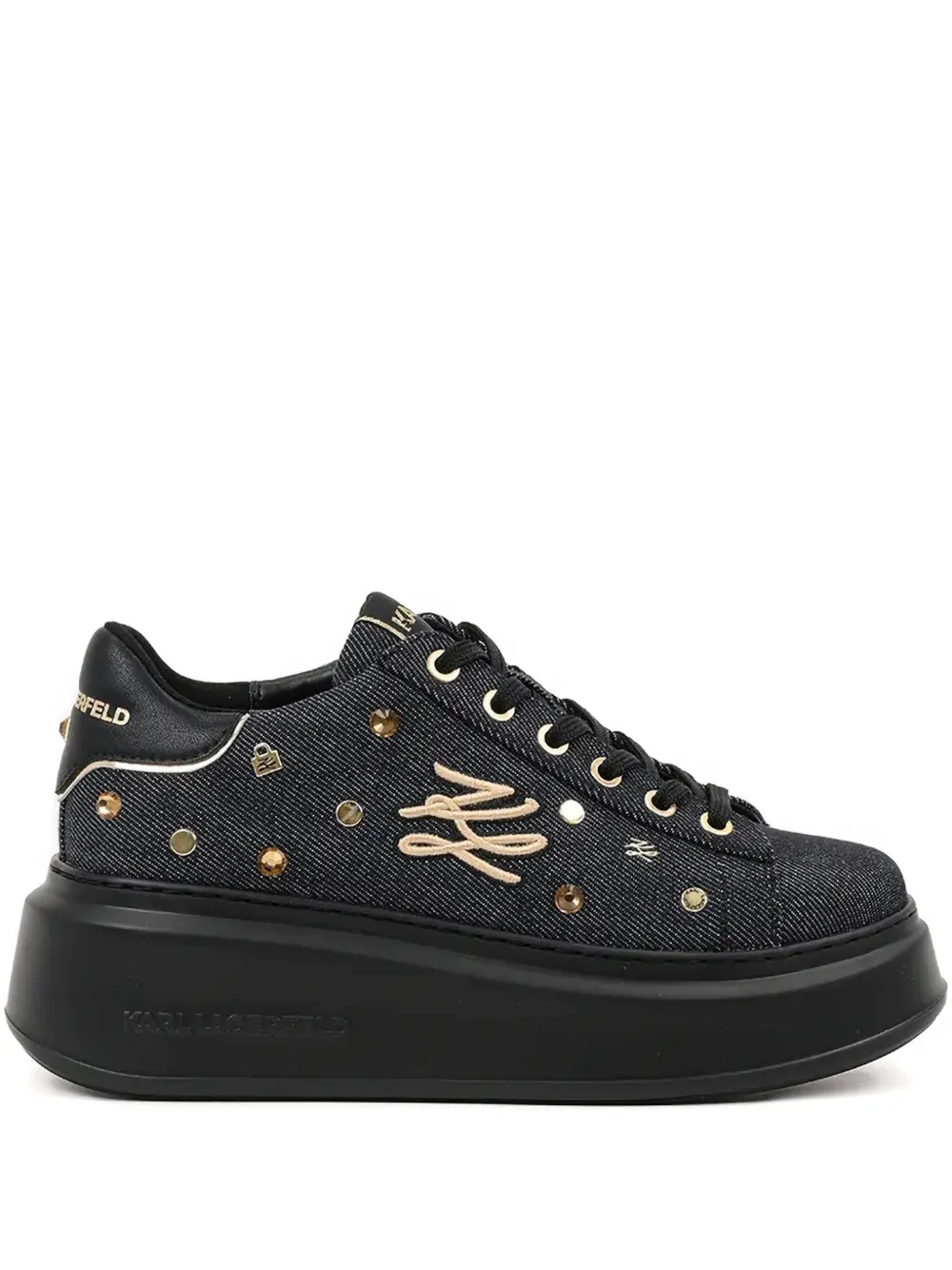 Karl Lagerfeld denim platform sneakers Black
