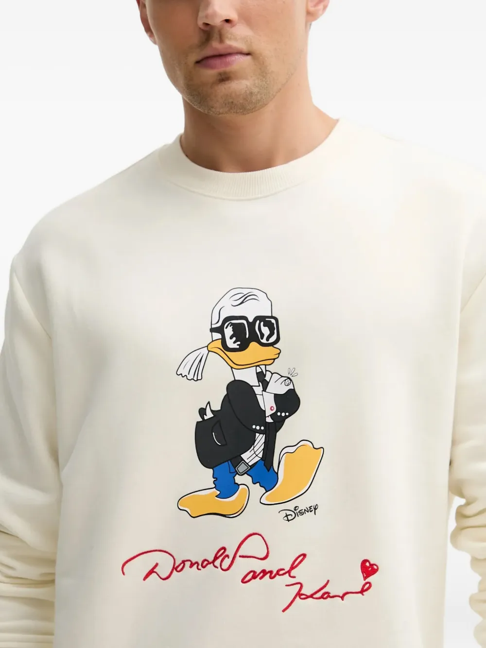 Karl Lagerfeld x Disney Donald Duck sweater met ronde hals Wit
