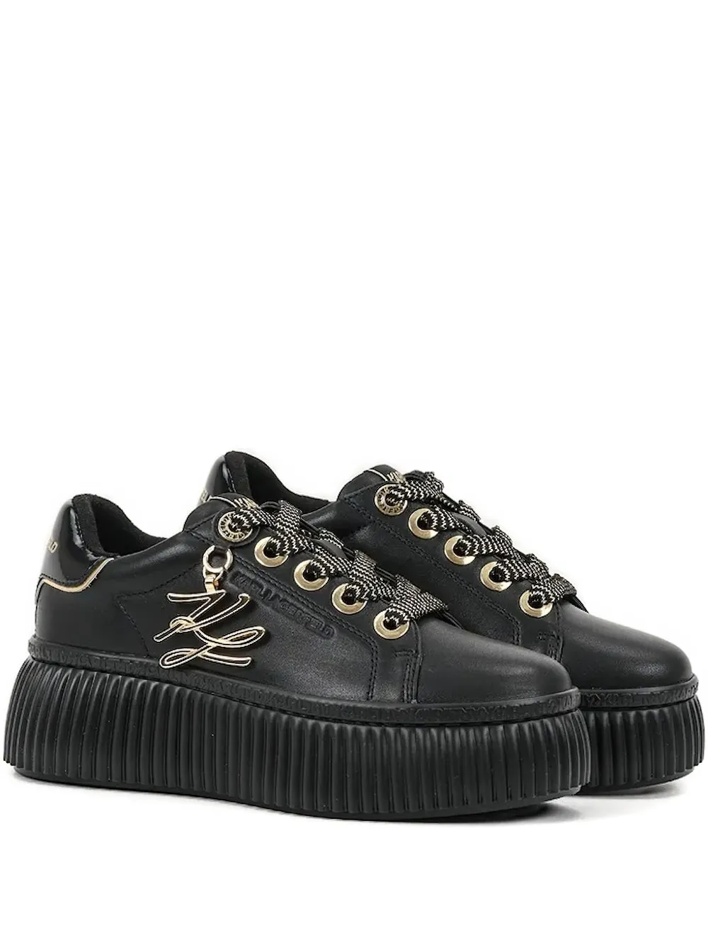 Karl Lagerfeld Ikon Logo-plaque Platform Sneakers In Black