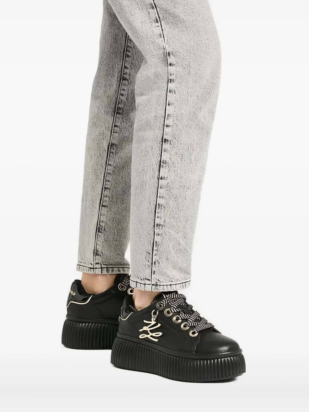Karl Lagerfeld IKON logo-plaque platform sneakers Black