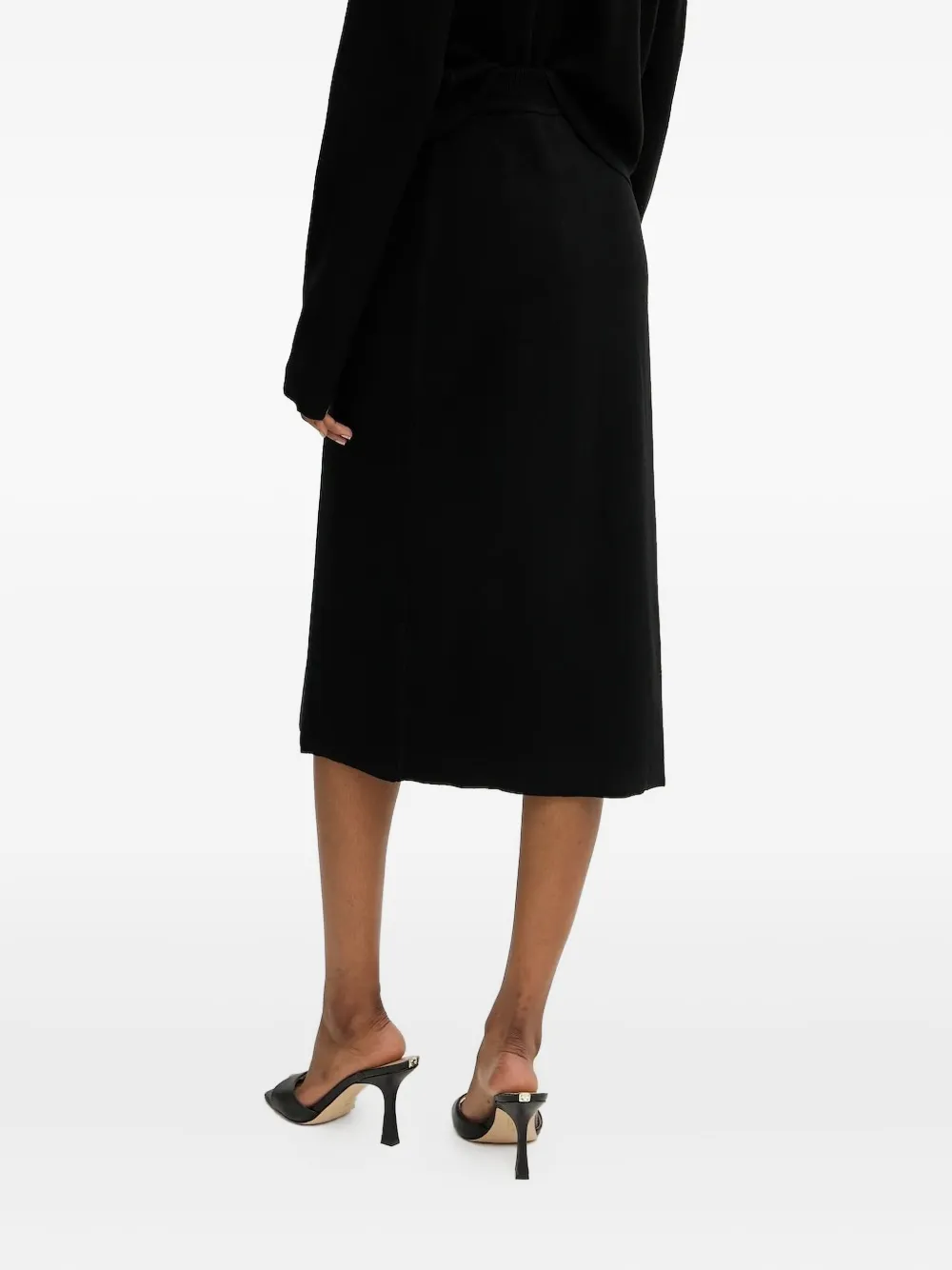 Karl Lagerfeld Contrast-piping Midi Skirt In Black