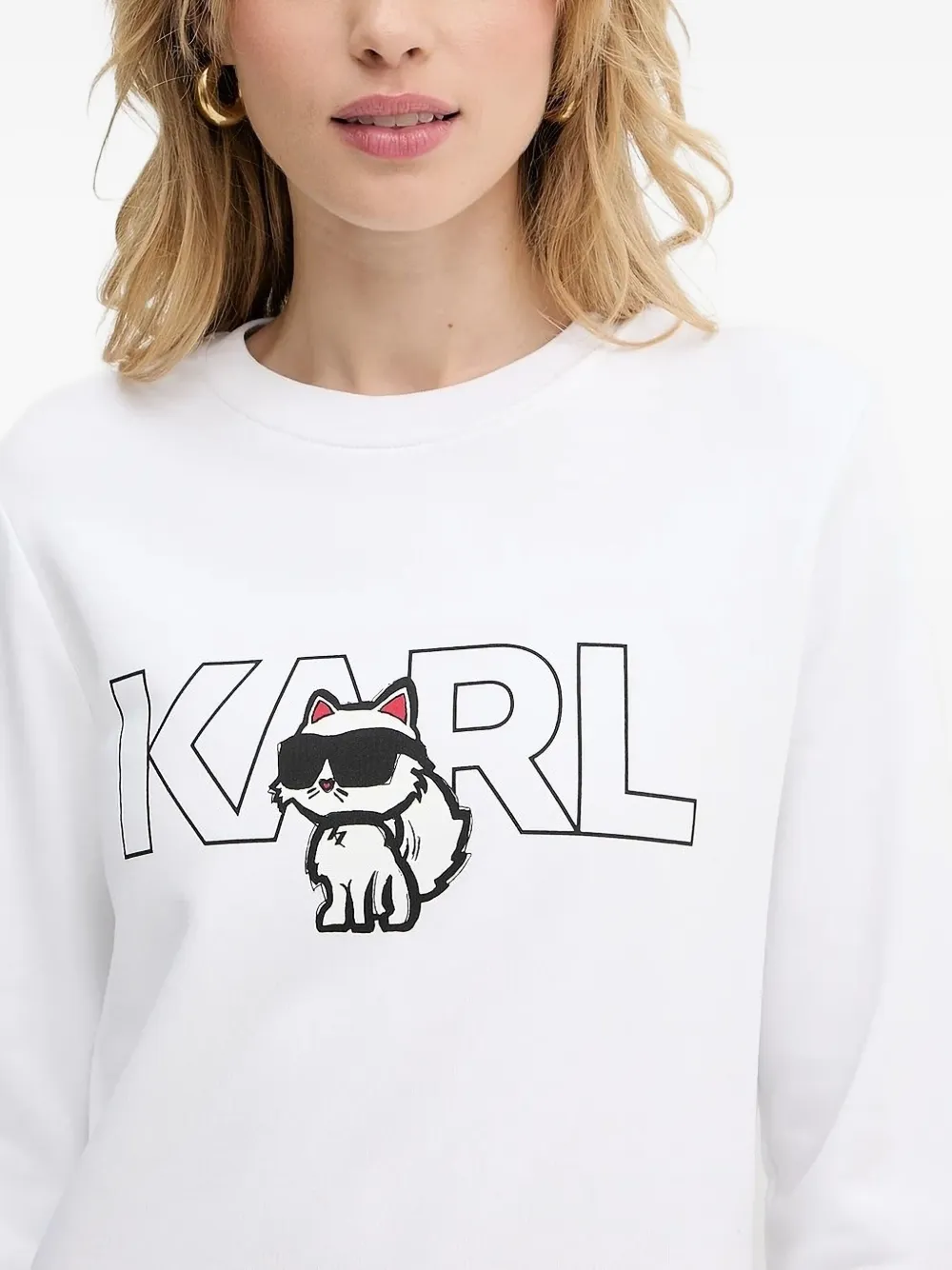 Karl Lagerfeld logo-print cotton sweatshirt Wit